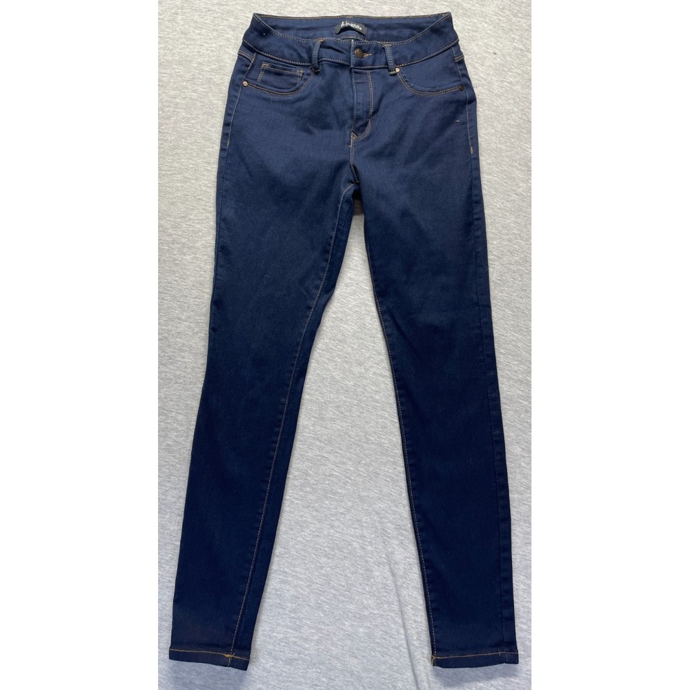 D. Jeans Womens 8 Blue Dark Wash Denim Cotton Mid Rise Stretch Skinny Leg Casual